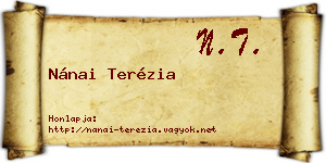Nánai Terézia névjegykártya